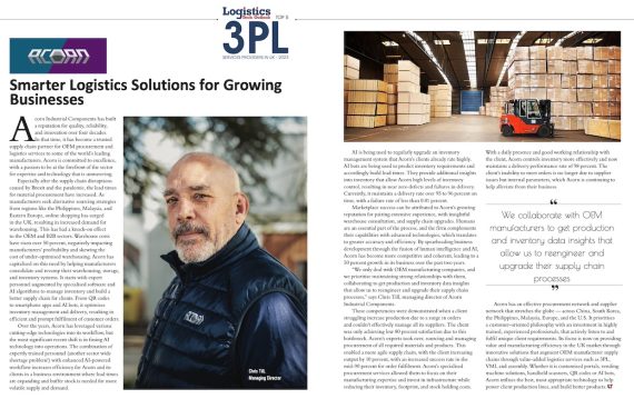 Smarter logistics: Acorn recognised in Top 5 of UK 3PL providers 3