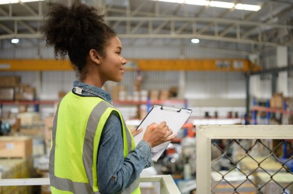 female 3pl warehouse worker