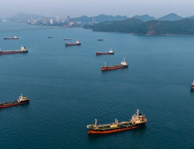 cargo ships waiting