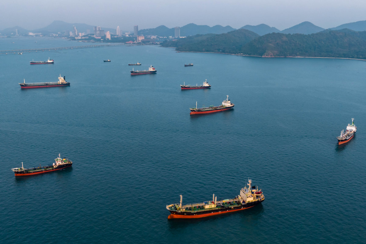 cargo ships waiting
